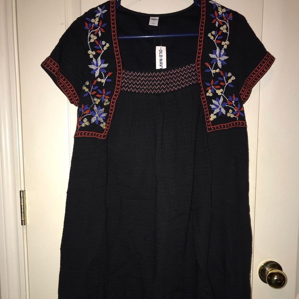 Black dress with flower designs